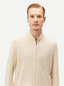 Herren Stehkragen Strickjacke Off White | GOBI Cashmere