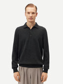 Basic Kaschmirpullover mit Polokragen Holzkohle - Gobi Cashmere
