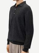 Basic Kaschmirpullover mit Polokragen Holzkohle - Gobi Cashmere