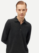 Basic Kaschmirpullover mit Polokragen Holzkohle - Gobi Cashmere