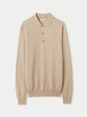 Naturfarbe Basic Kaschmirpullover mit Polokragen Beige - Gobi Cashmere