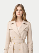 Damen Doppelreihiger Kaschmir Trenchcoat Warm Grey | GOBI DE