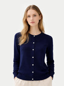 Basic R-Ausschnitt Kaschmirstrickjacke