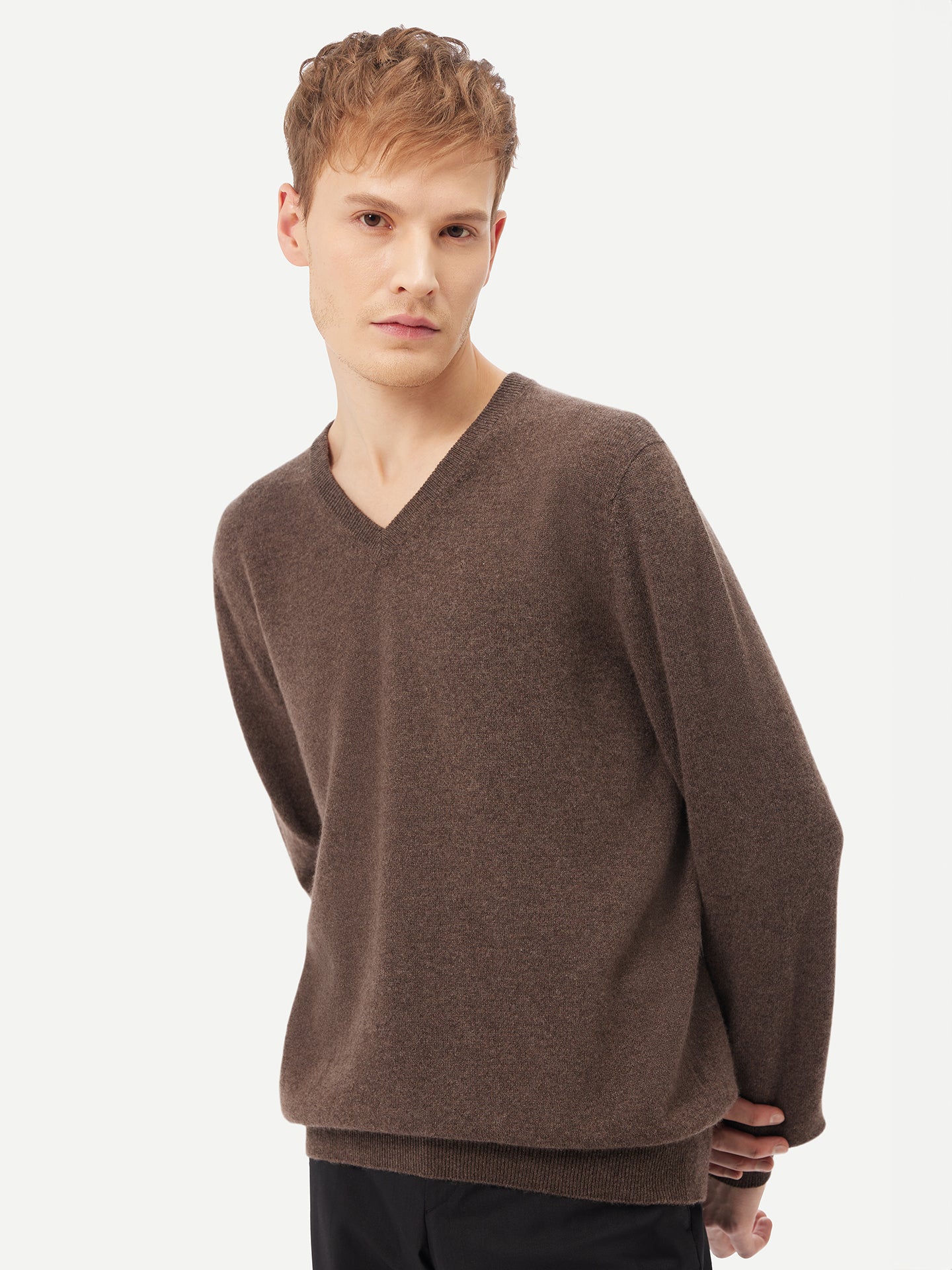 Basic Kaschmirpullover mit V-Ausschnitt