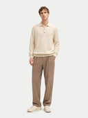 Naturfarbe Basic Kaschmirpullover mit Polokragen