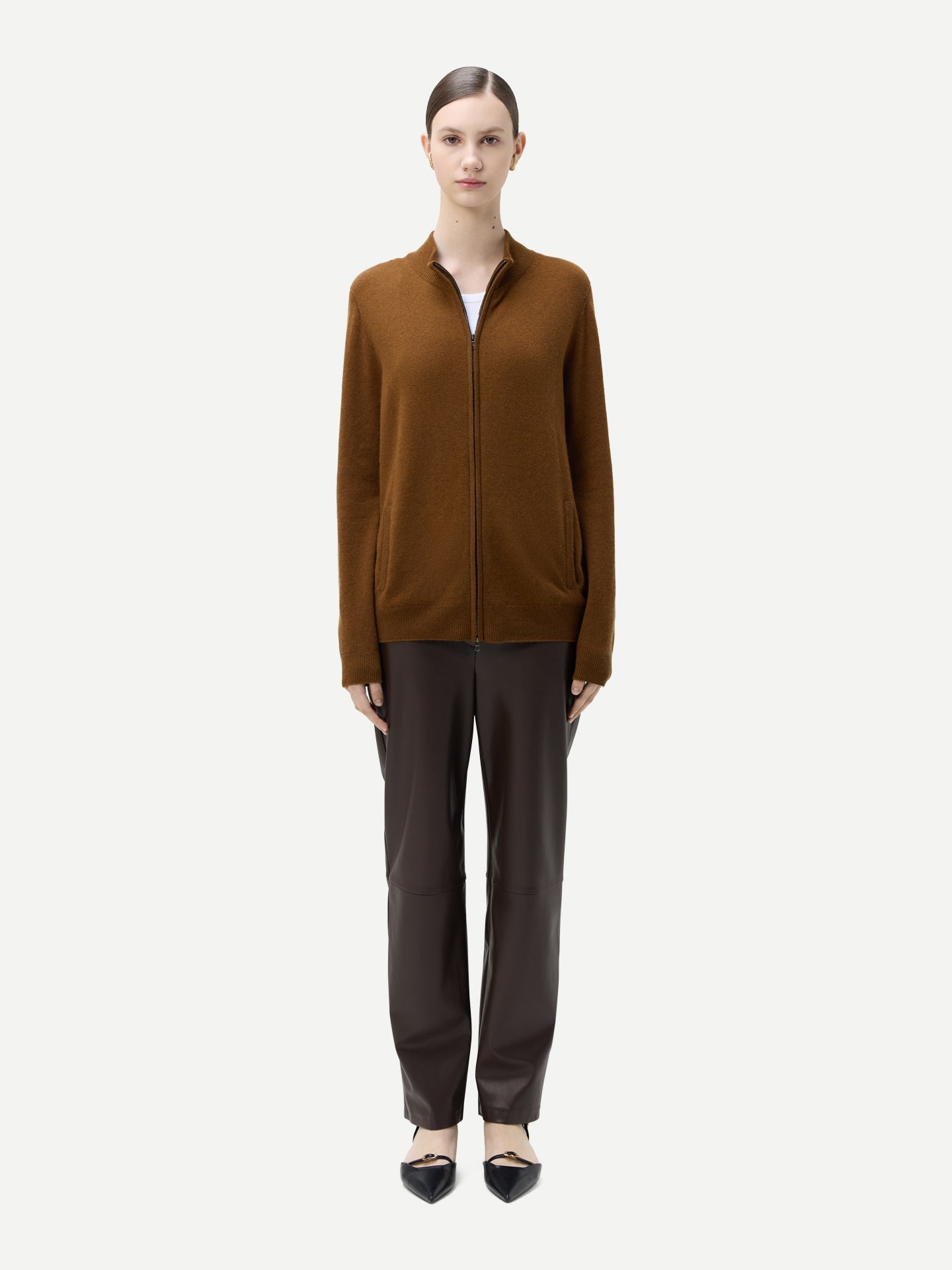 Kaschmirstrickjacke mit Reißverschluss