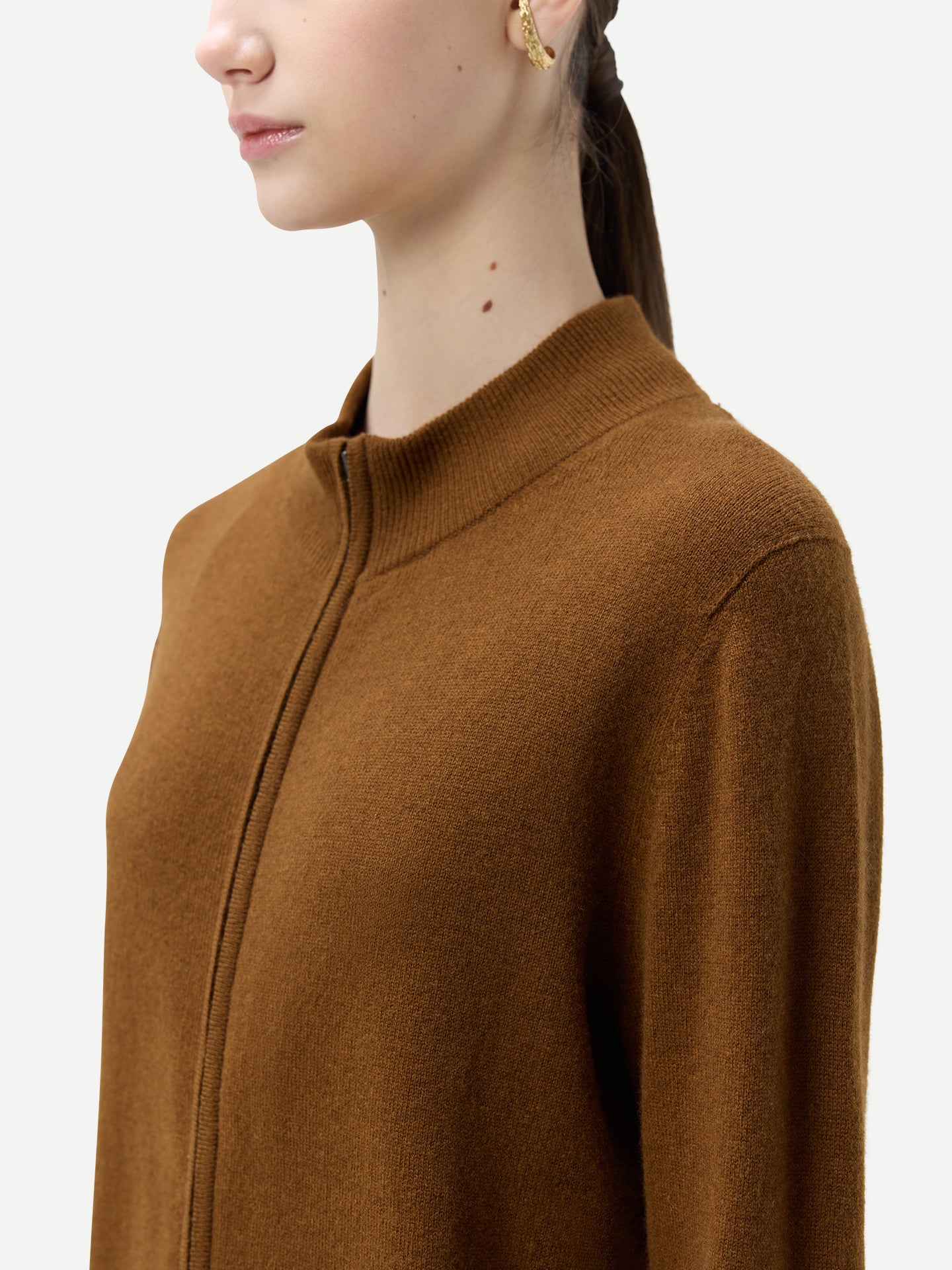 Kaschmirstrickjacke mit Reißverschluss