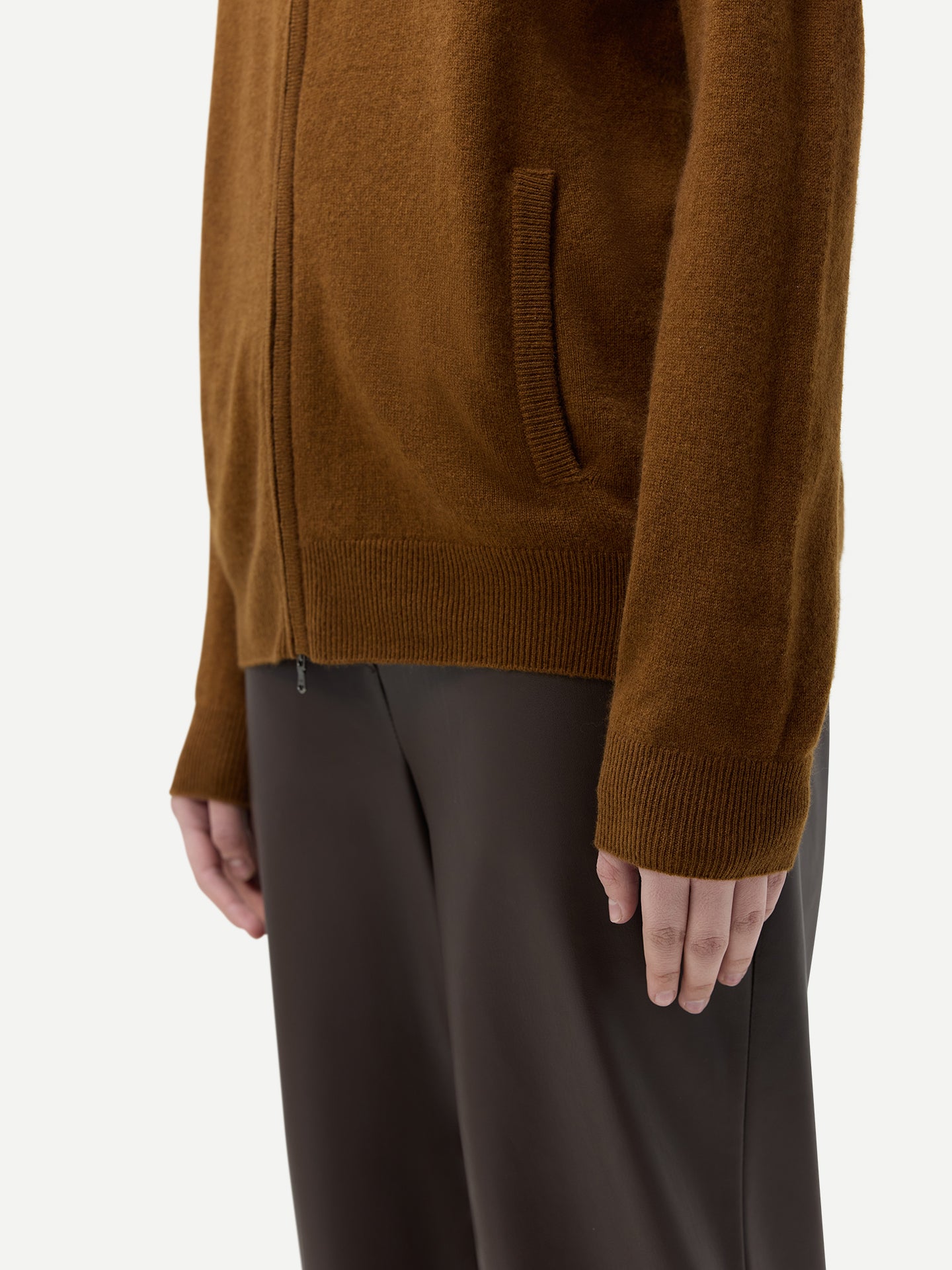 Kaschmirstrickjacke mit Reißverschluss