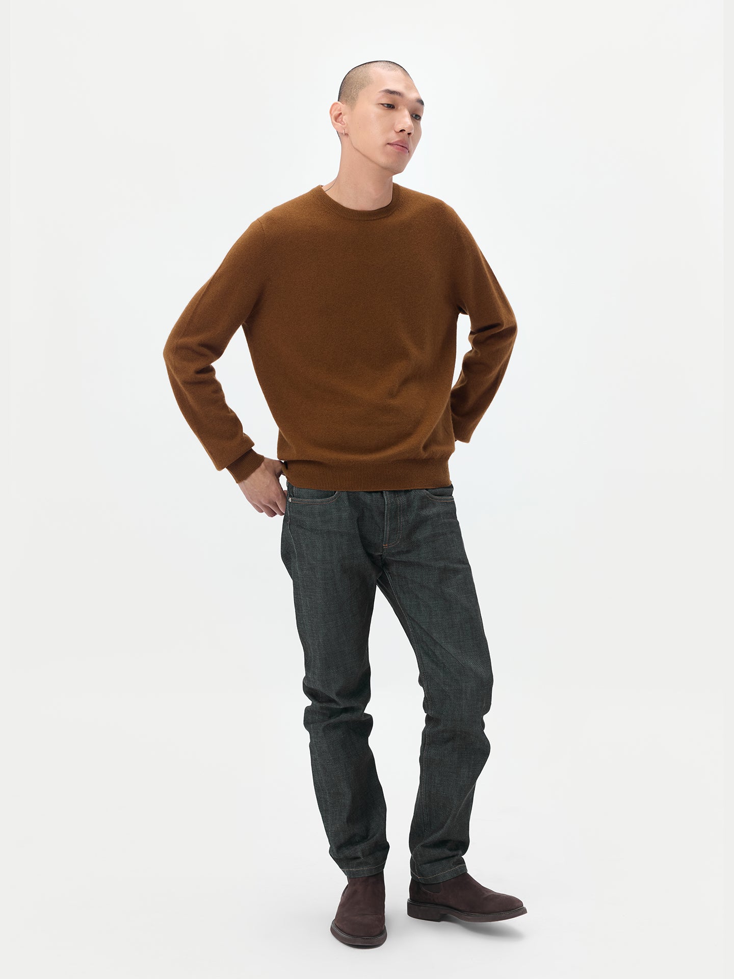 Basic Kaschmirpullover mit R-Ausschnitt