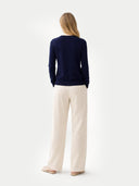 Basic R-Ausschnitt Kaschmirstrickjacke