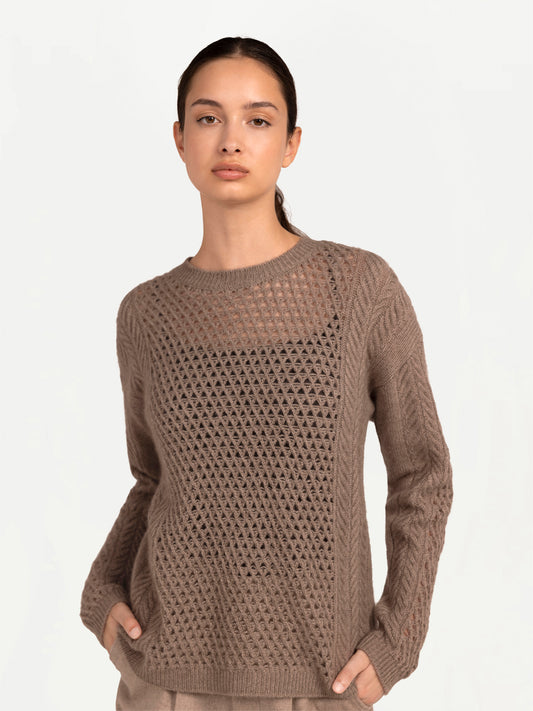 Kaschmir-Pullover mit Zopfmuster