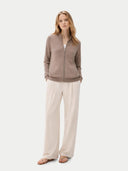 Naturfarbe Basic Kaschmirstrickjacke mit Reißverschluss