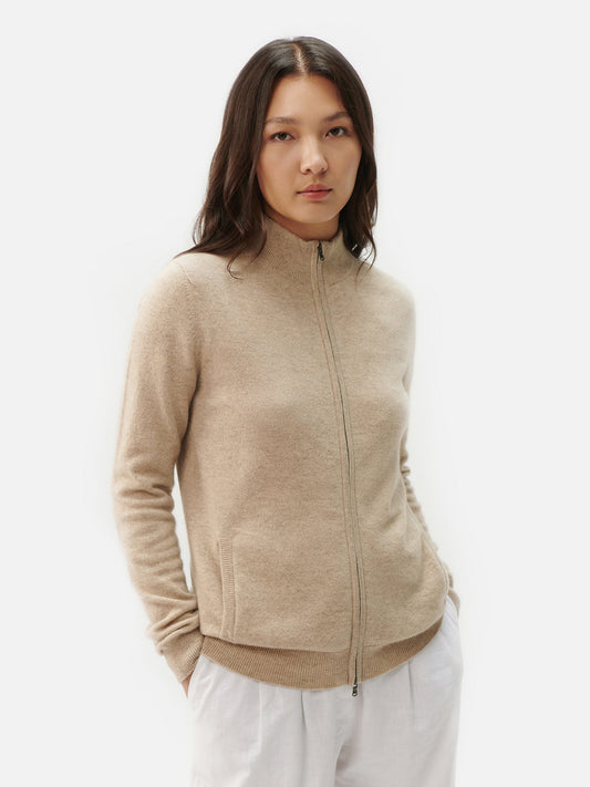 Kaschmirstrickjacke mit Reißverschluss
