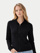 Damen Zip-Hoodie mit Smiley-Tasche