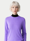 Damen Basic R-Ausschnitt Pullover Dusted Peri | GOBI Cashmere