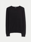 Damen Kashmir R-Ausschnitt Pullover Schwarz | GOBI Cashmere
