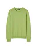 Damen Basic R-Ausschnitt Pullover Jade Limette | GOBI Cashmere