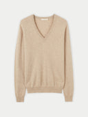 Kaschmirpullover Damen V-Ausschnitt Warmes Grau - Gobi Cashmere