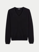 Damen Kashmir V-Ausschnitt Pullover Schwarz | GOBI Cashmere