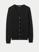 Damen V-Ausschnitt Strickjacke Schwarz | GOBI Cashmere