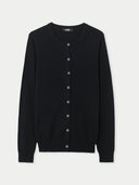 Damen R-Ausschnitt Strickjacke Knöpfen Schwarz | GOBI Cashmere