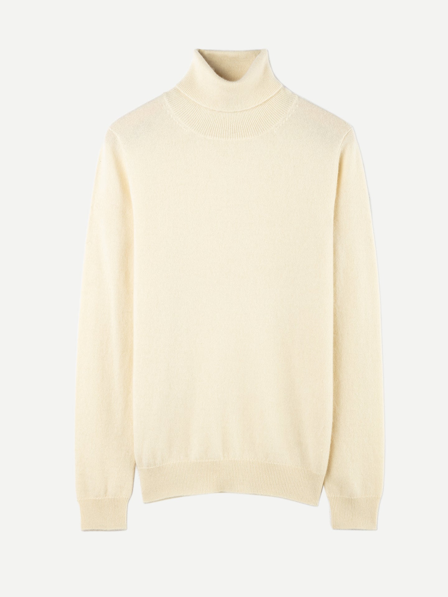Naturfarbe Basic Rollkragenpullover aus Kaschmir