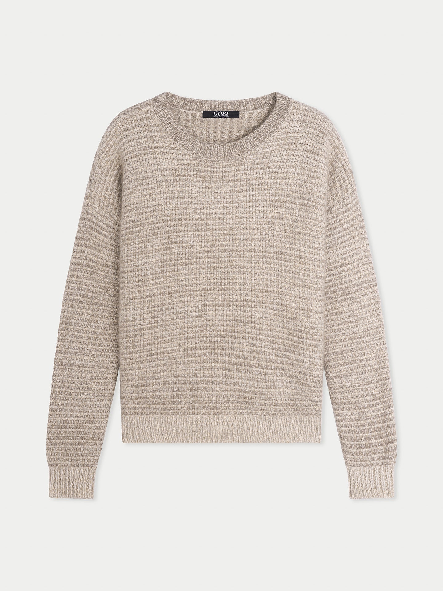 Tweedmuster Kaschmirpullover mit Rundhalsausschnitt