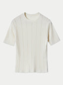 Ajourstrick-Top aus Kaschmir-Seide in Whisper White | GOBI DE