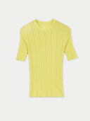 Ajourstrick-Top aus Kaschmir-Seide in Blazzing Yellow | GOBI DE