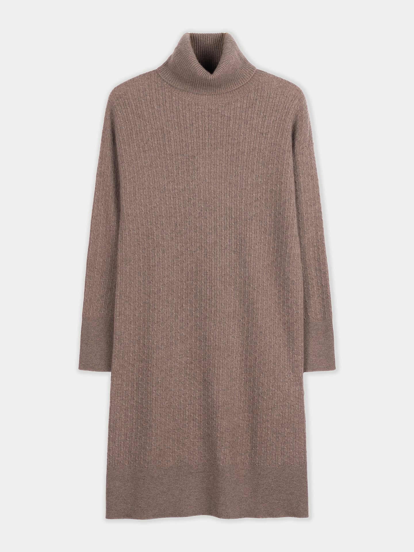 Nahtloses Kaschmir-Kleid mit Rollkragen