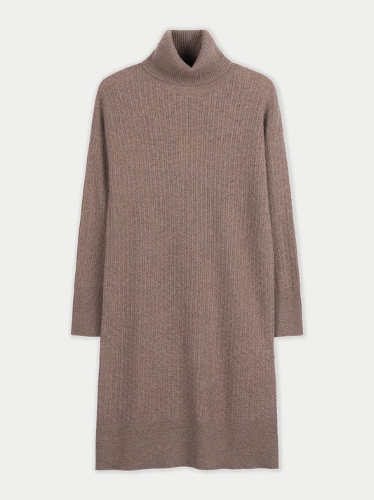 Nahtloses Kaschmir-Kleid mit Rollkragen