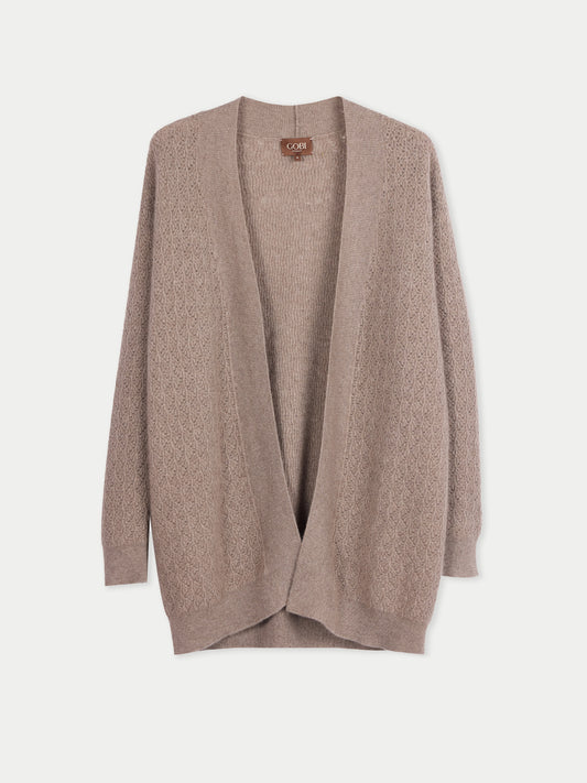 Ajour-Strick Kaschmir-Cardigan