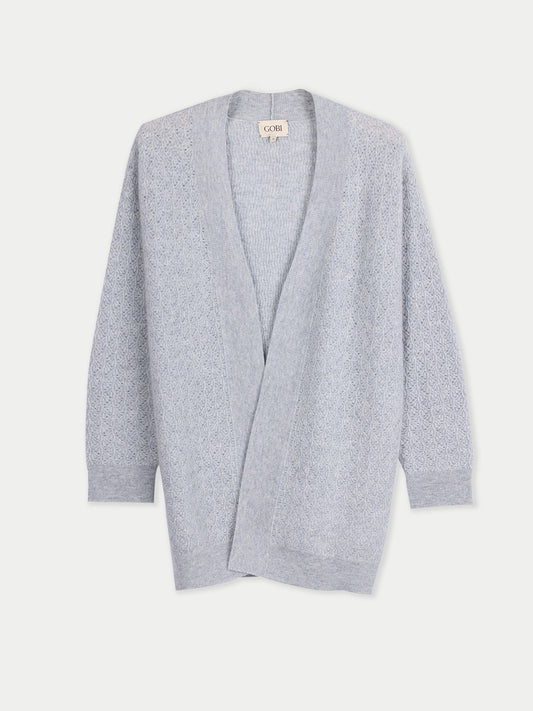 Ajour-Strick Kaschmir-Cardigan