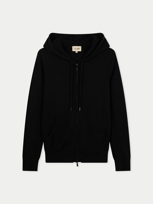 Damen Zip-Hoodie mit Smiley-Tasche