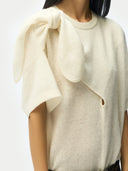 Kaschmir-T-Shirt mit Schleifendetail Weiß - Gobi Cashmere