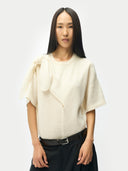 Kaschmir-T-Shirt mit Schleifendetail Weiß - Gobi Cashmere