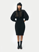 Kaschmir-Kleid mit skulpturaler Silhouette Schwarz - Gobi Cashmere