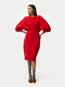 Kaschmir-Kleid mit skulpturaler Silhouette Fiery Red - Gobi Cashmere