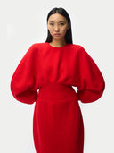 Kaschmir-Kleid mit skulpturaler Silhouette Fiery Red - Gobi Cashmere