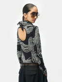 Kaschmir-Seiden-Pullover mit Seilknoten-Print