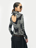 Kaschmir-Seiden-Pullover mit Seilknoten-Print Schwarz - Gobi Cashmere