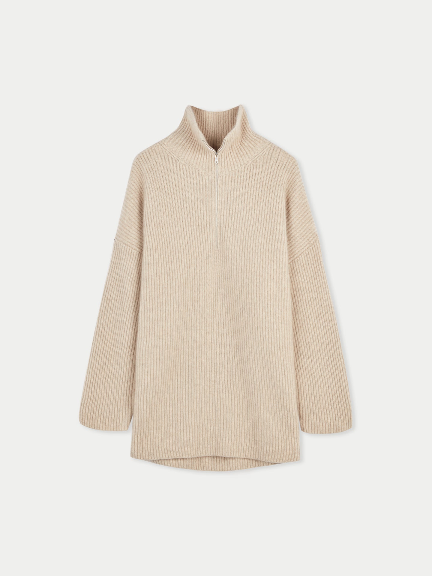 Women's Organic Cashmere Quarter-Zip Sweater Warm Grey - Gobi Cashmere