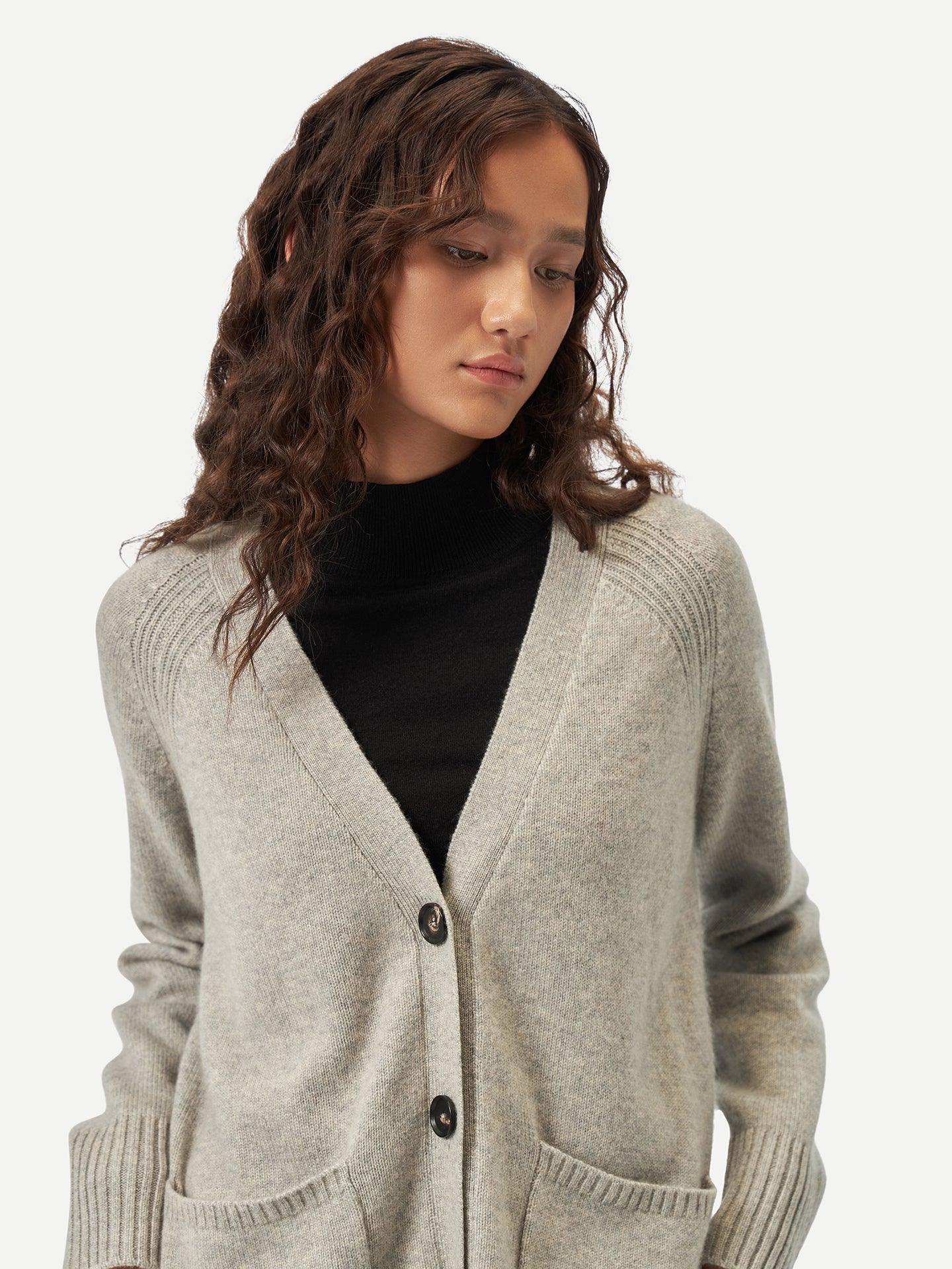 Women's Relaxed-Fit Cashmere Cardigan Dawn Blue - Gobi Cashmere