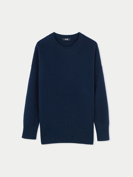 Women's Loose-Fit Cashmere Sweater Navy - Gobi Cashmere