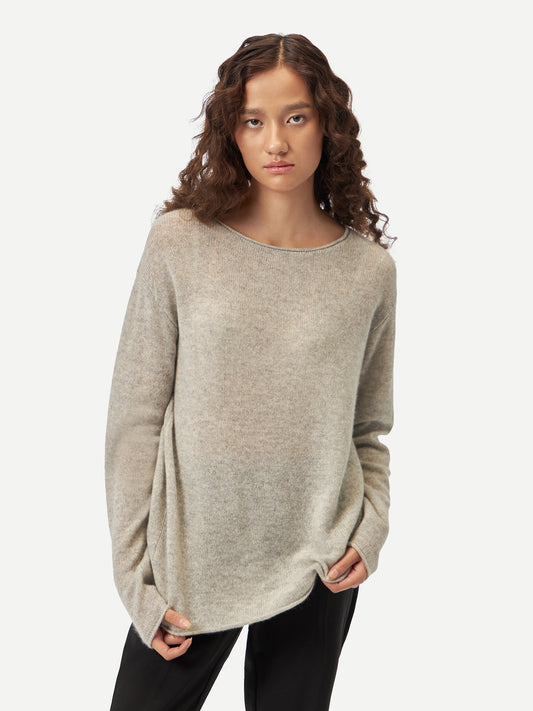 Leichter Kaschmirpullover mit Rundhalsausschnitt