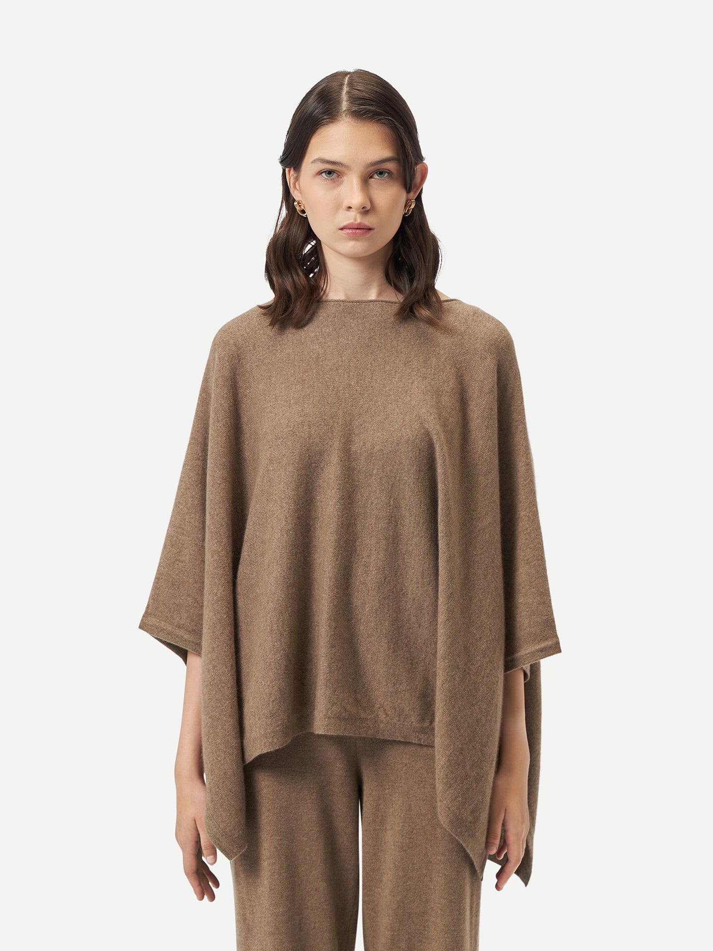 Kaschmir-Poncho mit U-Boot-Ausschnitt