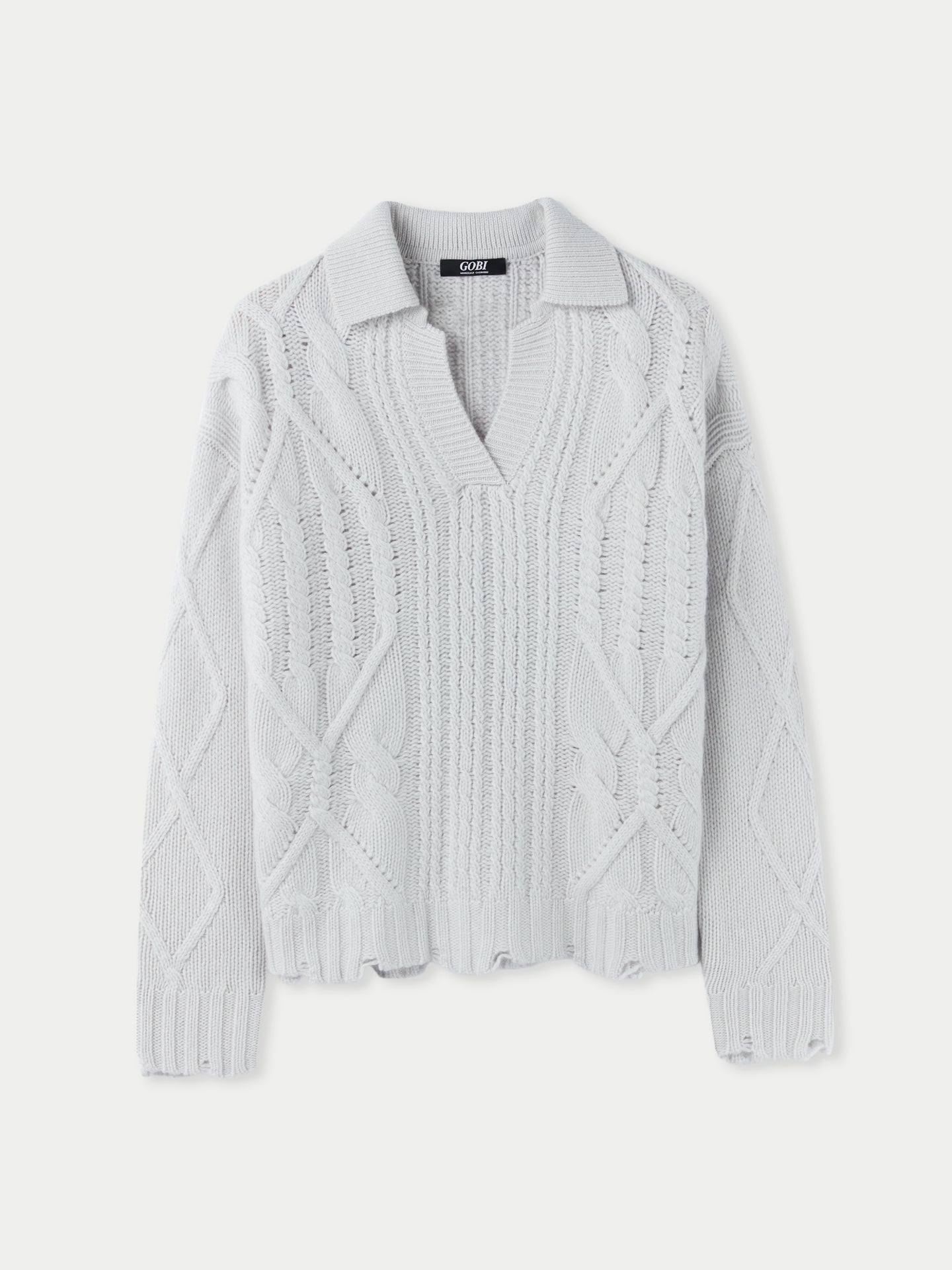 Mixed-Stitch Polo-Pullover aus Kaschmir