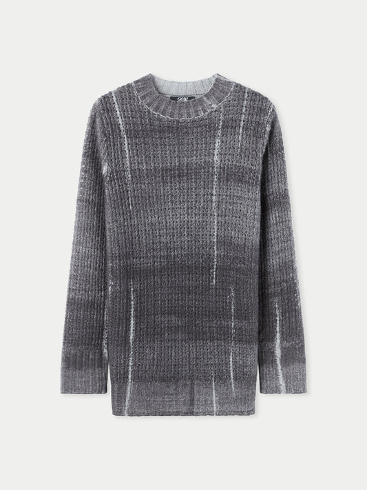 Bedruckter Kaschmirpullover mit Rundhalsausschnitt