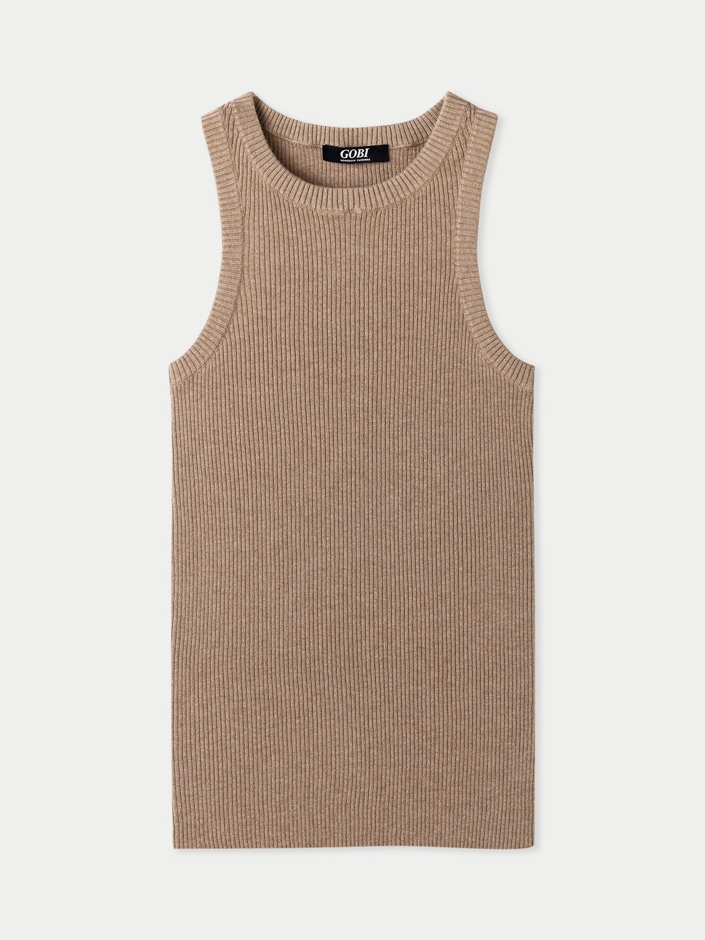 Geripptes Tank-Top aus Baumwoll-Seiden-Kaschmir-Mischung