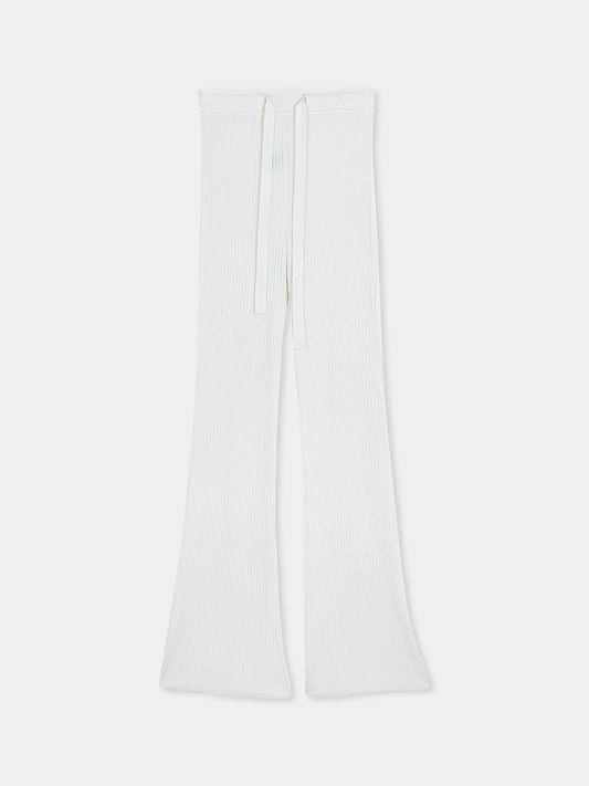 Rippenhose mit Kordelzug aus Baumwoll-Seiden-Kaschmir-Mischung